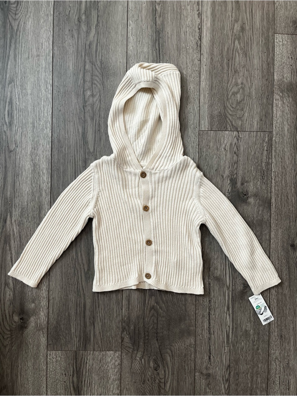 Carter’s Hooded Rib-Knit Button Cardigan Baby Infant Toddler Cream 24 Months NWT